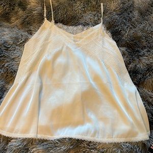 White, silk-like tank top with beautiful detailing